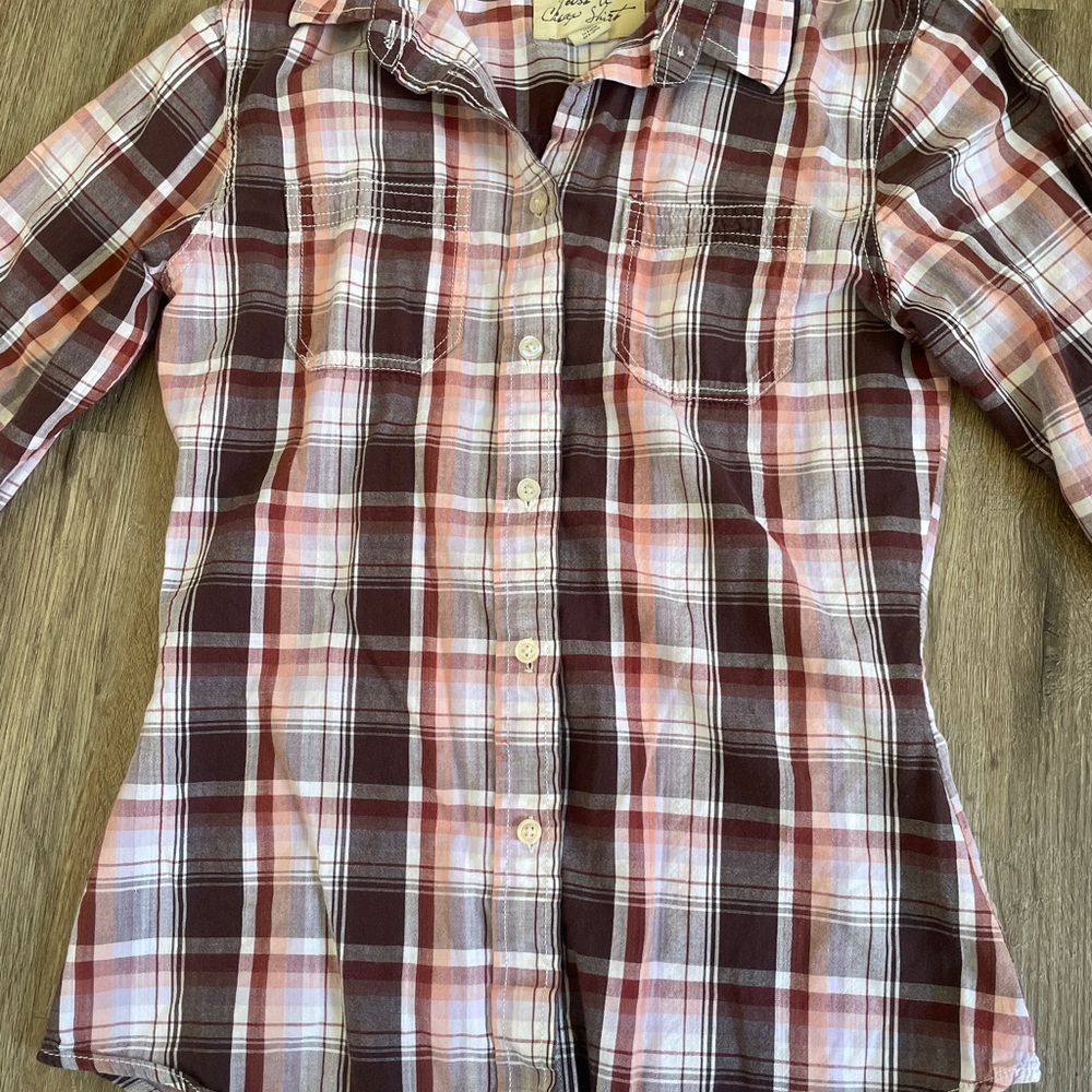 Brown cotton bottom down shirts XS